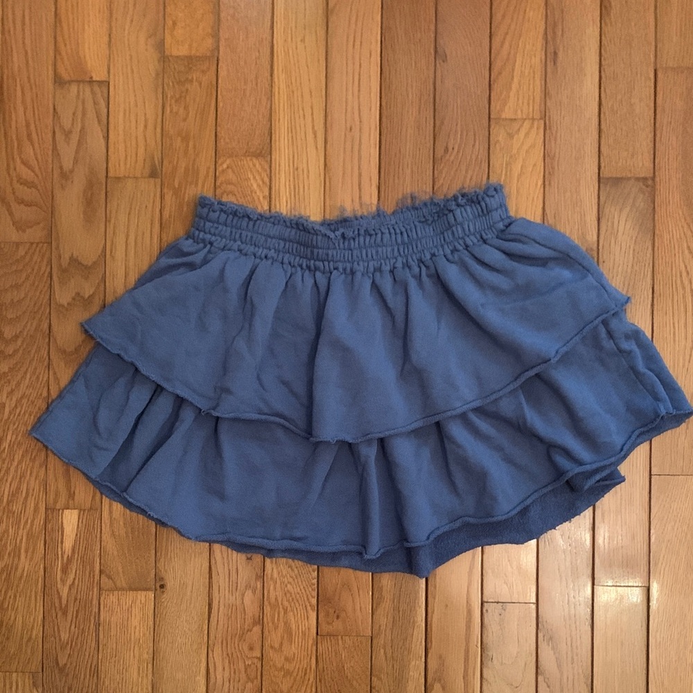 Aerie Tiered Ruffled Mini Skirt (Blue Purple)